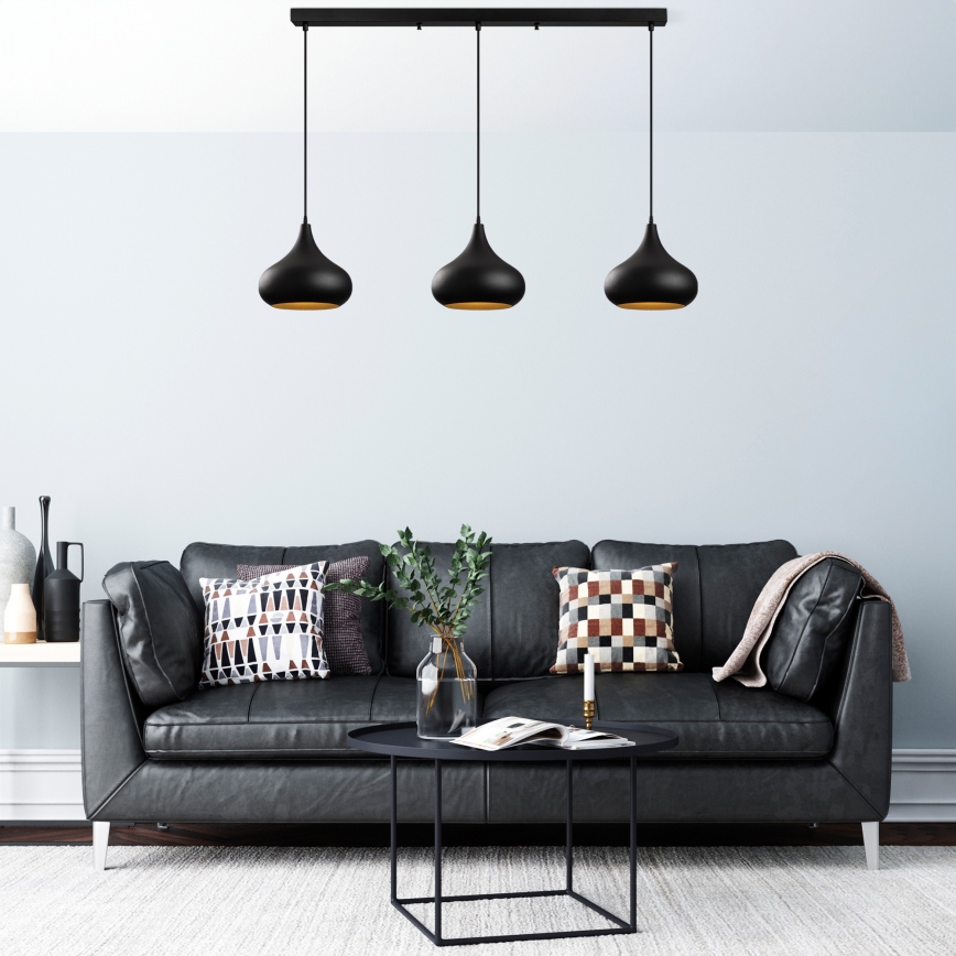 Lampada a sospensione con cavo MUBA 3xE27/40W/230V nero