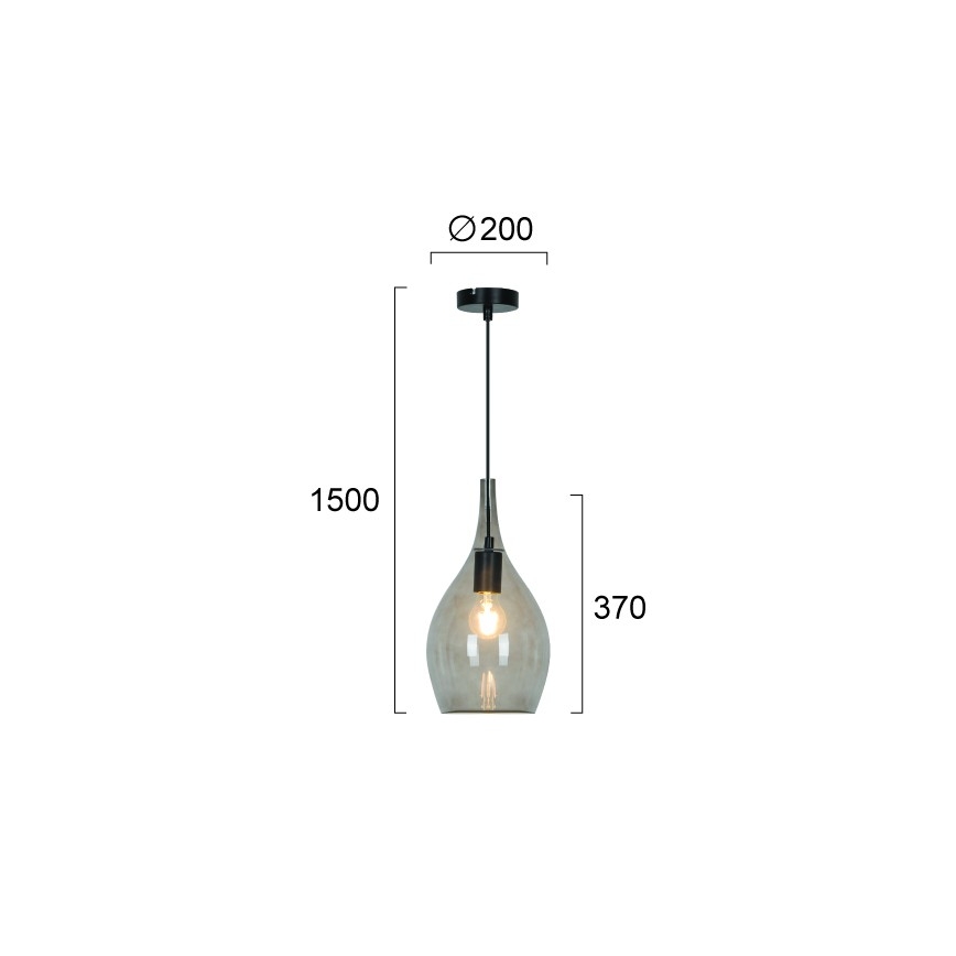 Lampada a sospensione con cavo NEXT 1xE27/40W/230V nero fumé