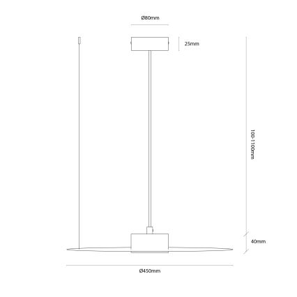 Lampada a sospensione con cavo PIATTO 1xGX53/15W/230V Ø 45 cm bianca