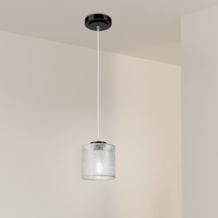 Lampada a sospensione con cavo ROSA 1xE27/60W/230V nero/grigio
