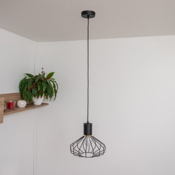 Lampada a sospensione con cavo SOLANO 1xE27/15W/230V nero/oro
