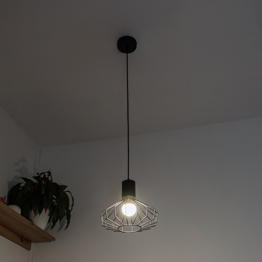 Lampada a sospensione con cavo SOLANO 1xE27/15W/230V nero/oro