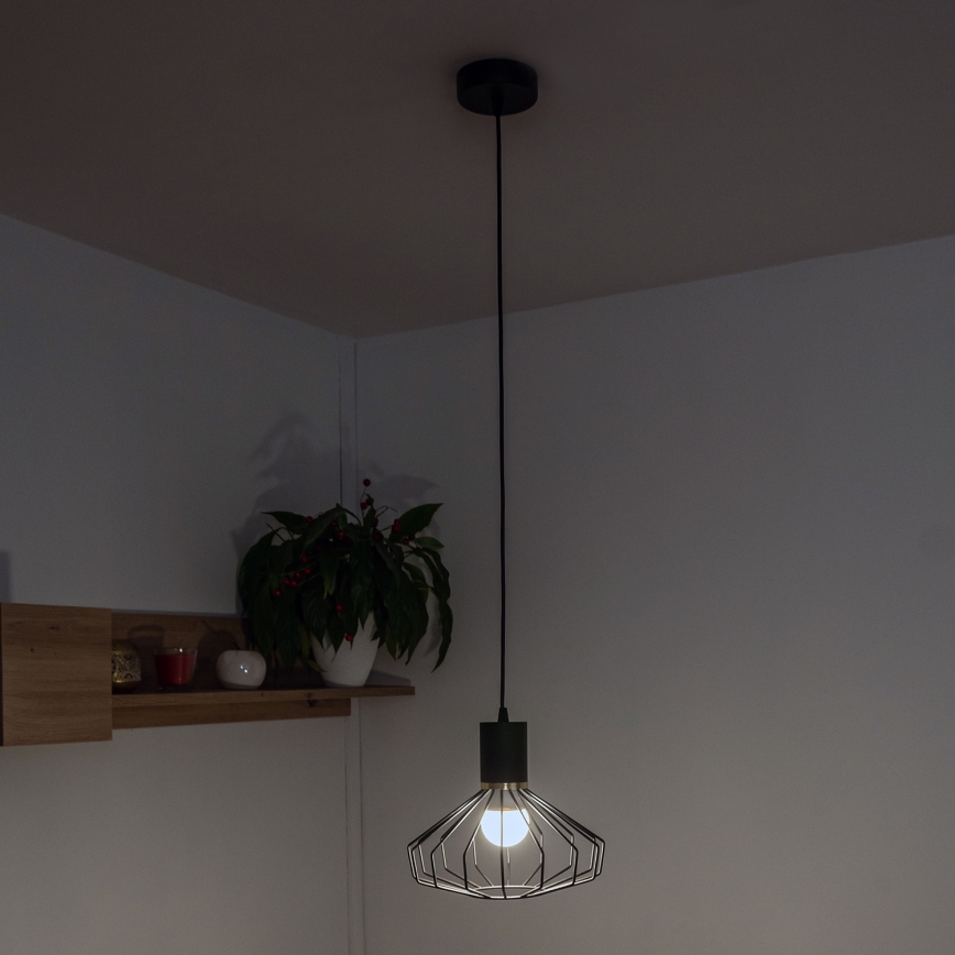 Lampada a sospensione con cavo SOLANO 1xE27/15W/230V nero/oro