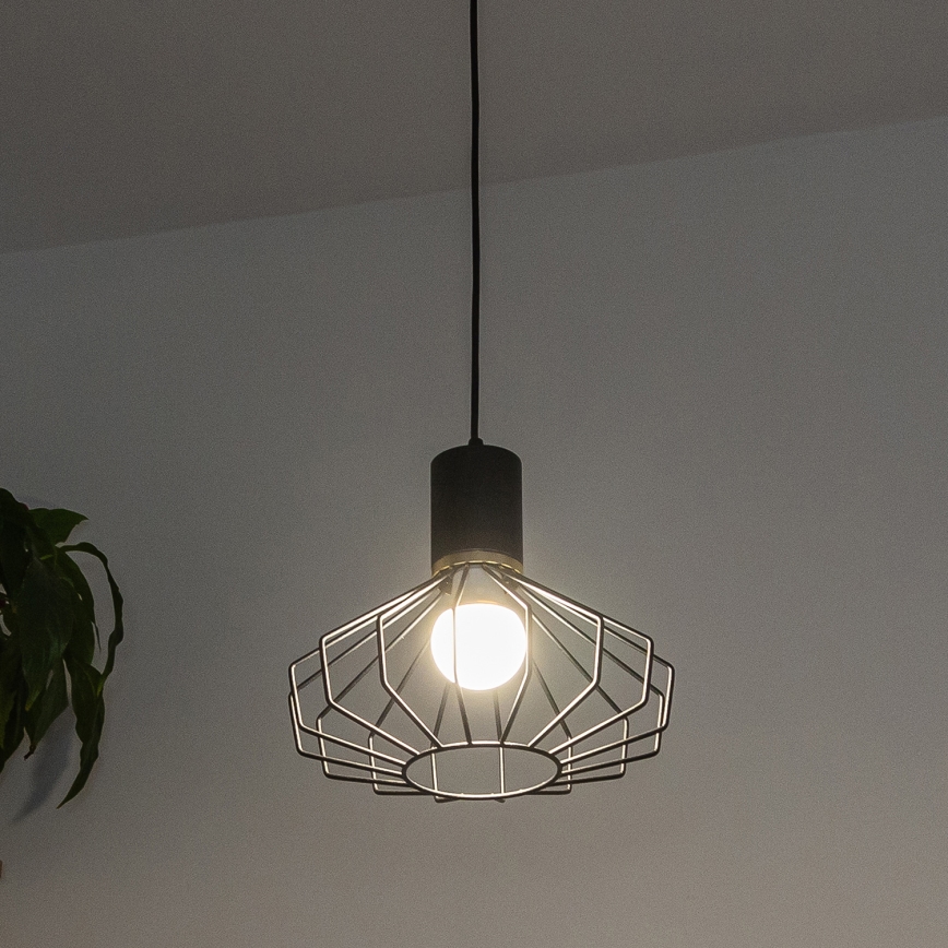 Lampada a sospensione con cavo SOLANO 1xE27/15W/230V nero/oro