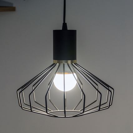 Lampada a sospensione con cavo SOLANO 1xE27/15W/230V nero/oro