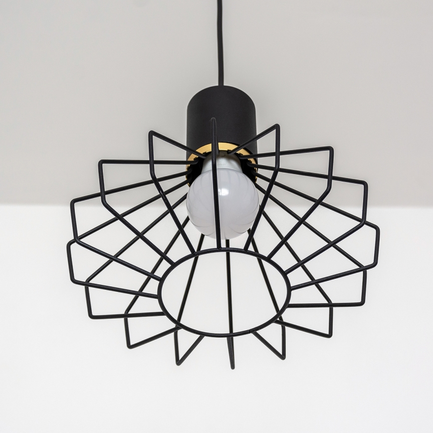 Lampada a sospensione con cavo SOLANO 1xE27/15W/230V nero/oro