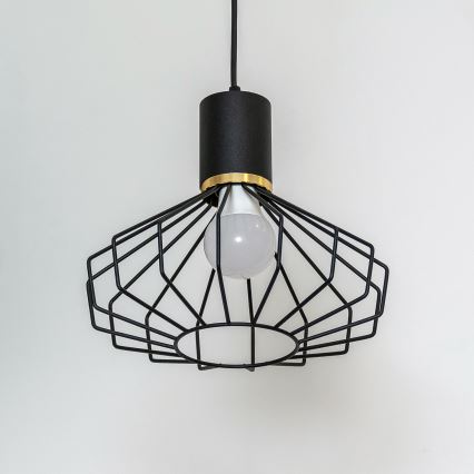 Lampada a sospensione con cavo SOLANO 1xE27/15W/230V nero/oro