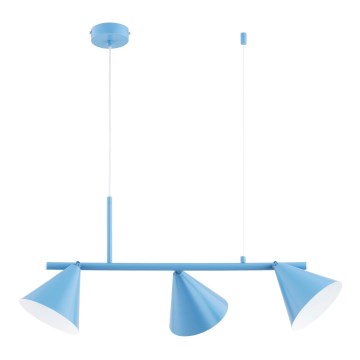 Lampada a sospensione con cavo ZELTA 3xE27/15W/230V blu