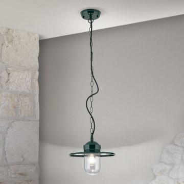 Lampada a sospensione da esterno EDWARD 1xE27/60W/230V IP44 verde