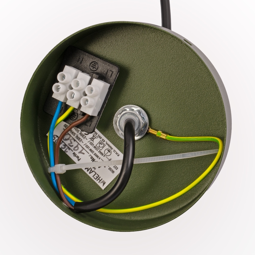 Lampada a sospensione ETNA II con cavo 1xE27/15W/230V Ø 25 cm verde