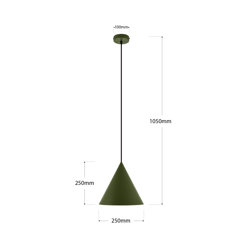 Lampada a sospensione ETNA II con cavo 1xE27/15W/230V Ø 25 cm verde