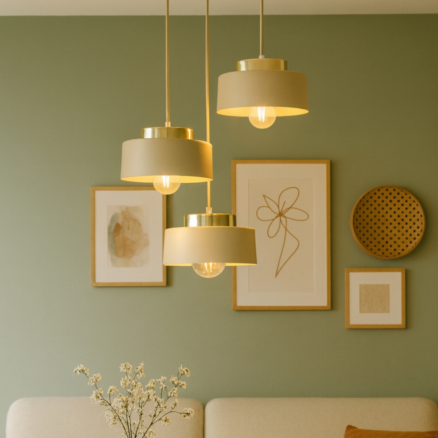 Lampada a sospensione IGNIA su cavo 3xE27/60W/230V beige