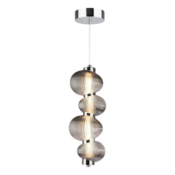 Lampada a sospensione LED su cavo BOLLA LED/17W/230V Ø 16 cm cromo lucido/grigio fumé