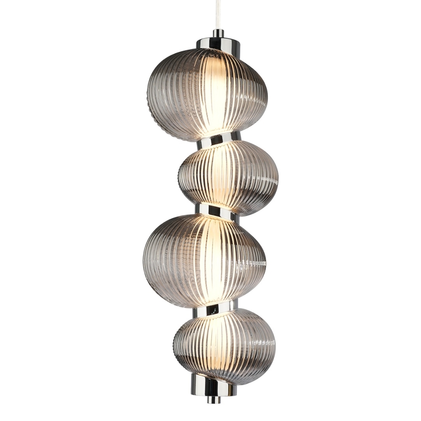Lampada a sospensione LED su cavo BOLLA LED/17W/230V Ø 16 cm cromo lucido/grigio fumé