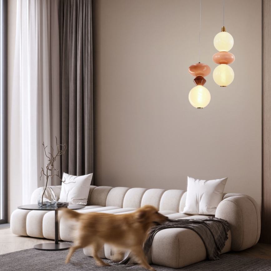Lampada a sospensione LED su cavo FLORES LED/10W/230V oro/arancione/marrone