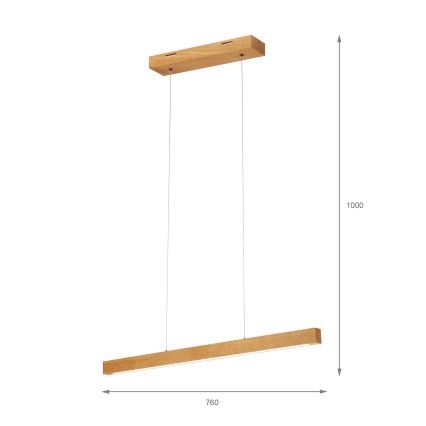 Lampada a sospensione LED su cavo VERDE LED/18W/230V 3000K 76 cm rovere