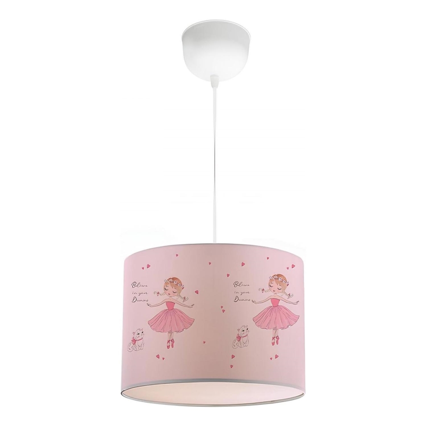 Lampada a sospensione per cameretta CANDY 1xE27/40W/230V rosa