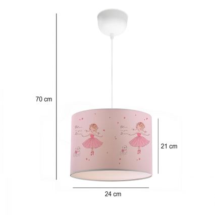 Lampada a sospensione per cameretta CANDY 1xE27/40W/230V rosa