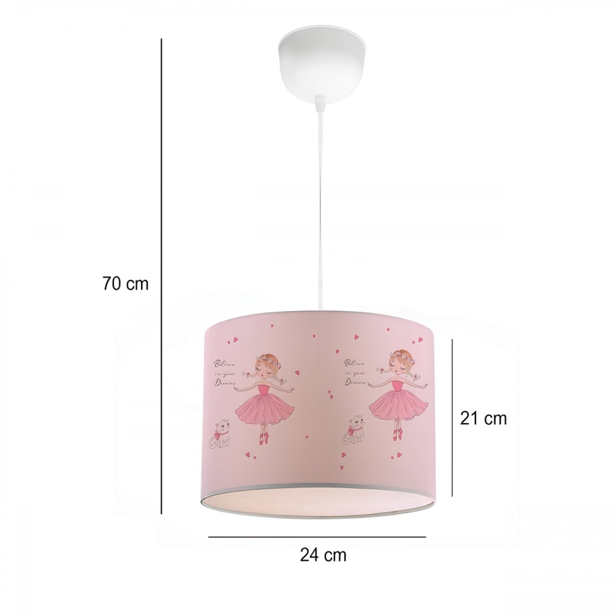 Lampada a sospensione per cameretta CANDY 1xE27/40W/230V rosa
