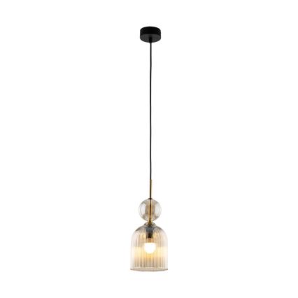 Lampada a sospensione SOPHIA con cavo 1xE14/10W/230V Nero/Beige fumé