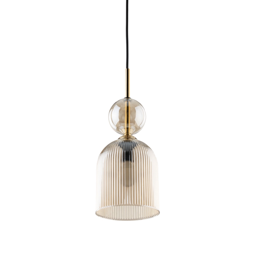 Lampada a sospensione SOPHIA con cavo 1xE14/10W/230V Nero/Beige fumé