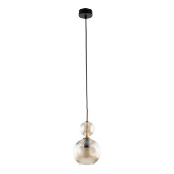 Lampada a sospensione SOPHIA con cavo 1xE14/10W/230V nero/beige fumé