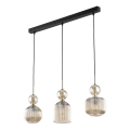 Lampada a sospensione SOPHIA con cavo 3xE14/10W/230V Nero/Beige fumé
