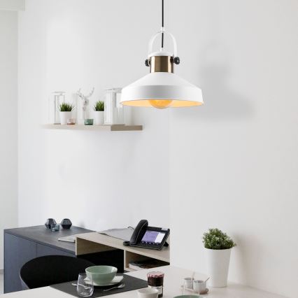 Lampada a sospensione su cavo DODO 1xE27/40W/230V bianco/bronzo