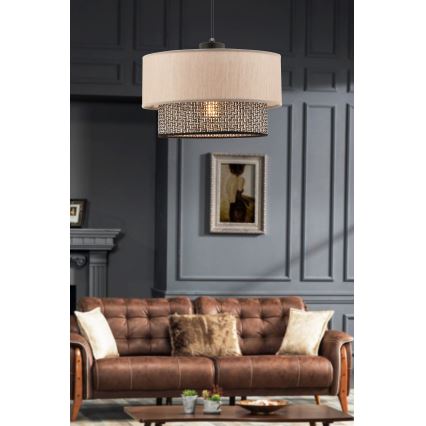 Lampada a sospensione su cavo ECHO 1xE27/60W/230V beige/grigio