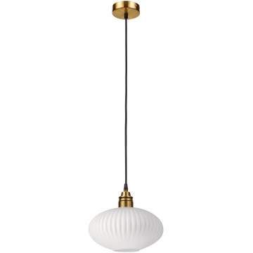 Lampada a sospensione su cavo HECTOR 1xE27/15W/230V bianco/ottone Ø 25 cm