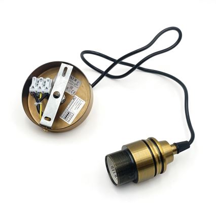 Lampada a sospensione su cavo HECTOR 1xE27/15W/230V bianco/ottone Ø 25 cm
