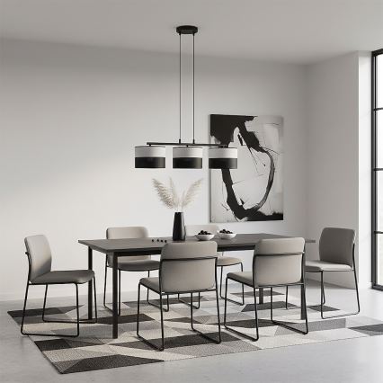 Lampada a sospensione su cavo KARBON 3xE27/15W/230V nero/grigio
