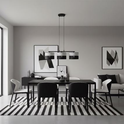 Lampada a sospensione su cavo KARBON 3xE27/15W/230V nero/grigio