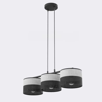 Lampada a sospensione su cavo KARBON 3xE27/15W/230V nero/grigio