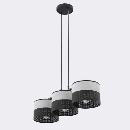 Lampada a sospensione su cavo KARBON 3xE27/15W/230V nero/grigio