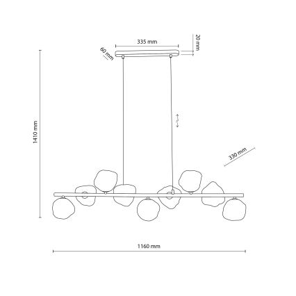 Lampada a sospensione su cavo LAVA 9xG9/8W/230V bronzo/beige fumé