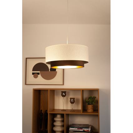 Lampada a sospensione su cavo NATIA 1xE27/60W/230V Ø 45 cm bianco/marrone