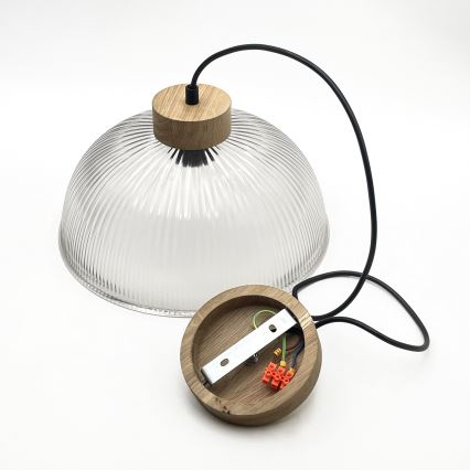 Lampada a sospensione su cavo PIA 1xE27/60W/230V Ø 30 cm rovere