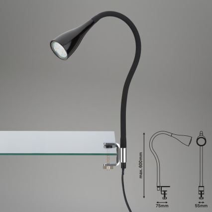 Lampada con clip 1xGU10/3W/230V nera