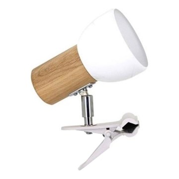 Lampada con clip SVENDA 1xE27/60W/230V rovere/bianco