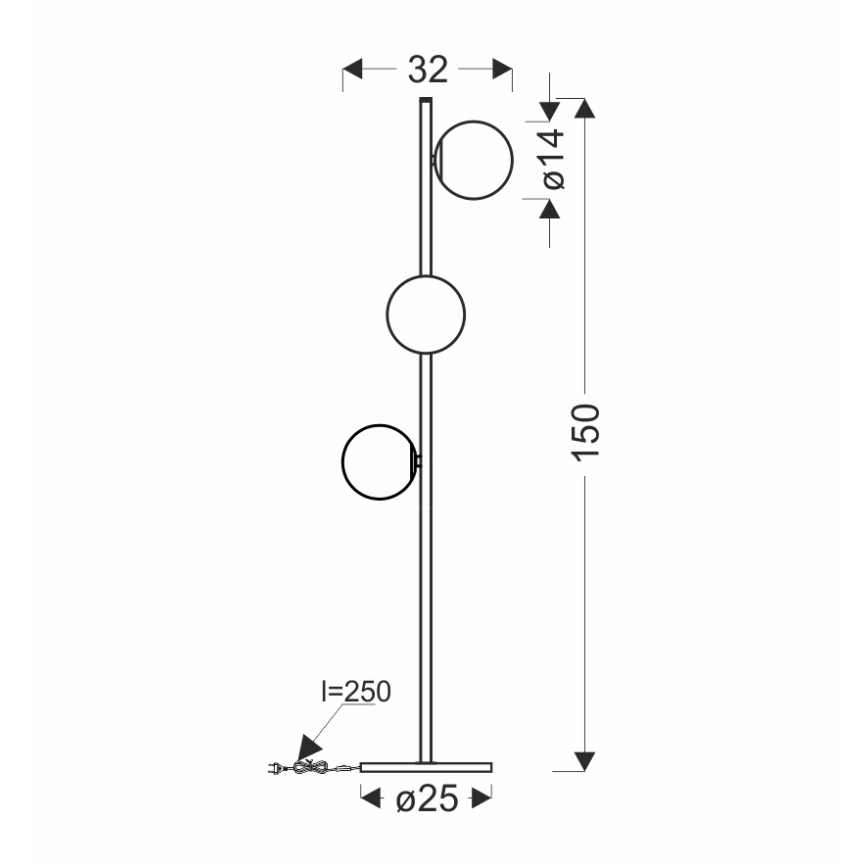 Lampada con piedistallo KAMA 3xG9/28W/230V nero/fumé nero