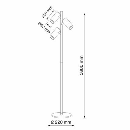 Lampada con piedistallo MARIBEL 3xGU10/12W/230V nero