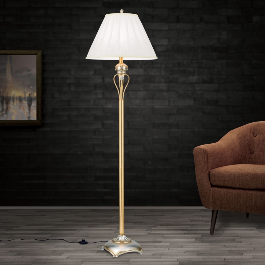 Lampada con piedistallo TIZIA 1xE27/60W/230V bianco/oro/patina