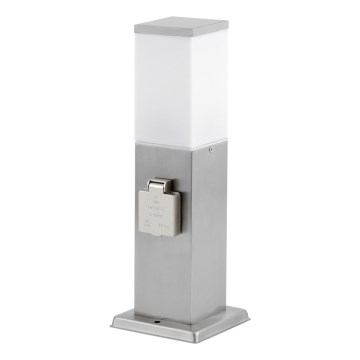 Lampada da esterno con 2 prese SCHUKO 1xE27/20W/230V cromo opaco IP44