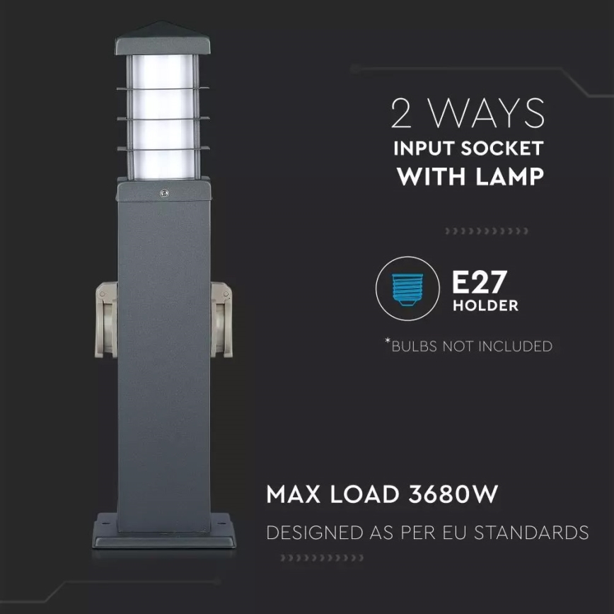 Lampada da esterno con prese SCHUKO 1xE27/13W/230V IP44