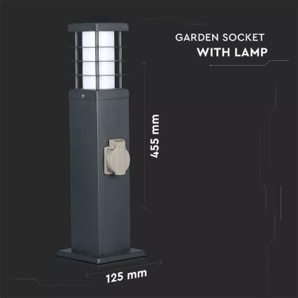 Lampada da esterno con prese SCHUKO 1xE27/13W/230V IP44
