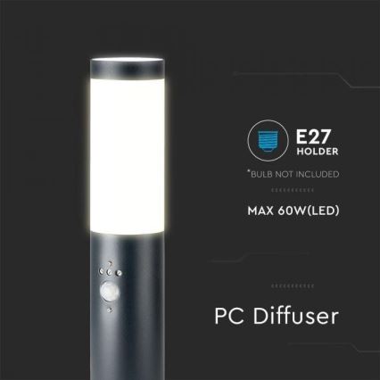 Lampada da esterno con sensore 1xE27/60W/230V IP44 45cm antracite