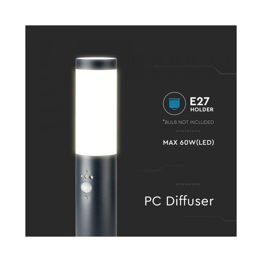 Lampada da esterno con sensore 1xE27/60W/230V IP44 45cm antracite
