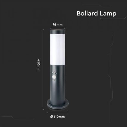 Lampada da esterno con sensore 1xE27/60W/230V IP44 45cm antracite