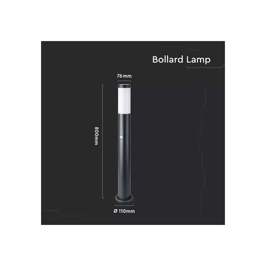 Lampada da esterno con sensore 1xE27/60W/230V IP44 80cm nera